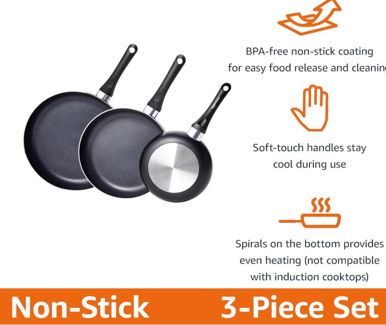 Non-Stick 3-Piece Frying Pan Set