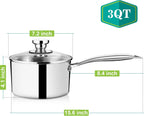 3 Quart Tri-Ply Stainless Steel Saucepan