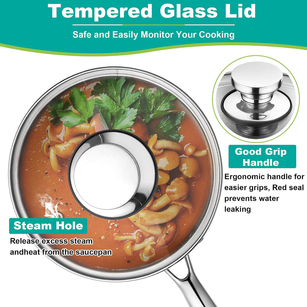 3 Quart Tri-Ply Stainless Steel Saucepan