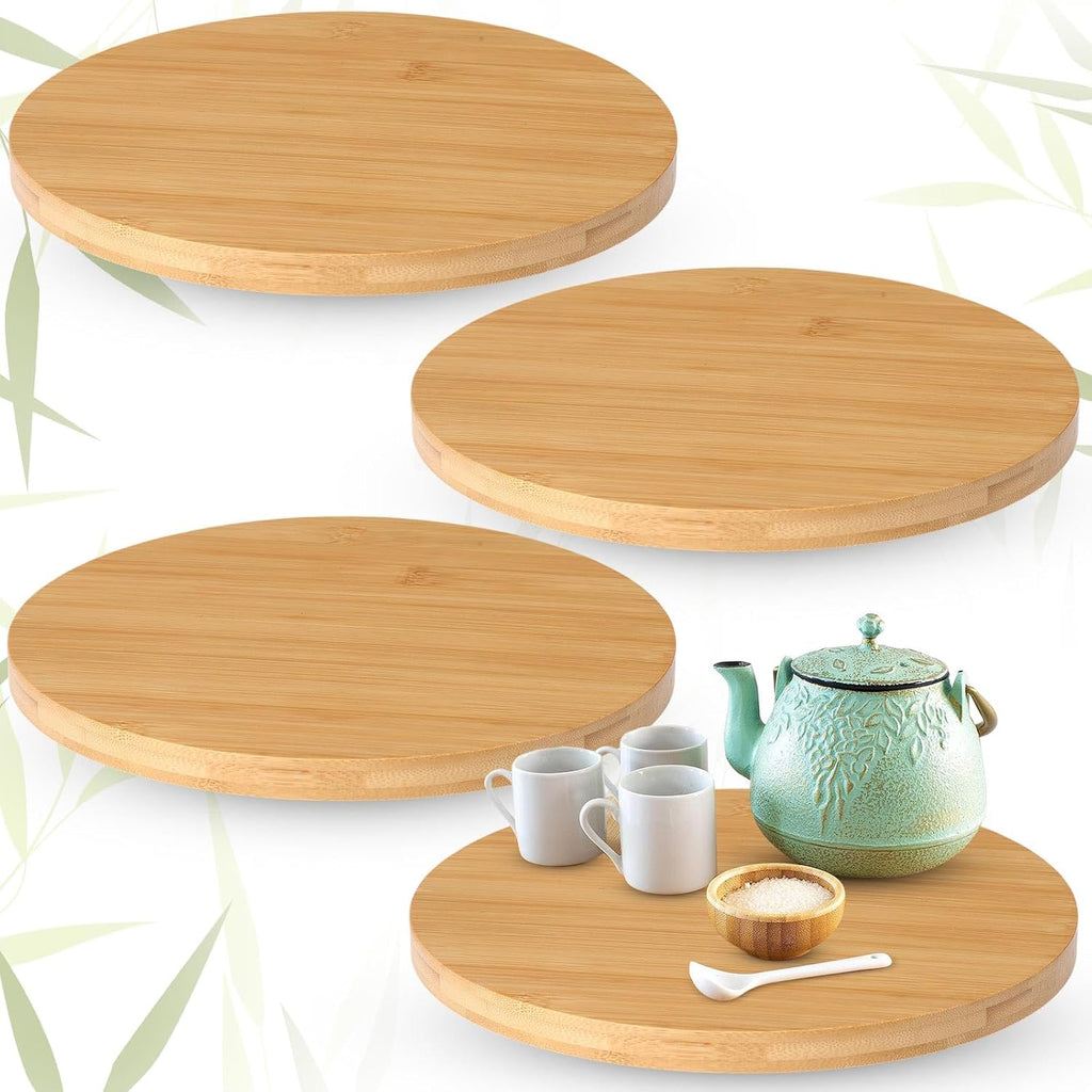 4 Pcs Bamboo Lazy Susan Organizer