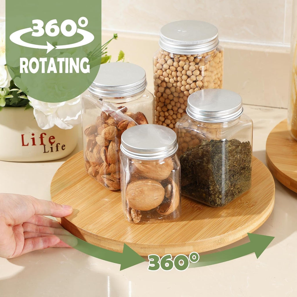 4 Pcs Bamboo Lazy Susan Organizer
