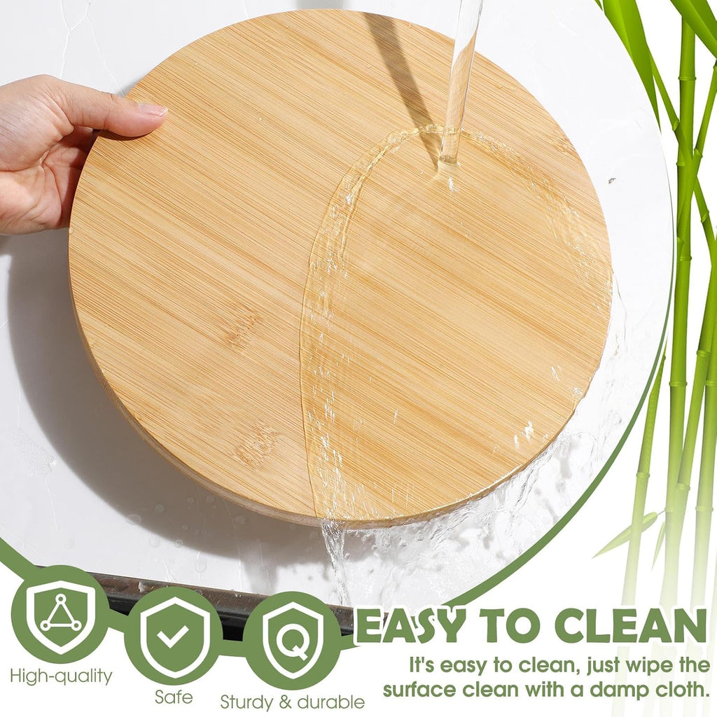 4 Pcs Bamboo Lazy Susan Organizer