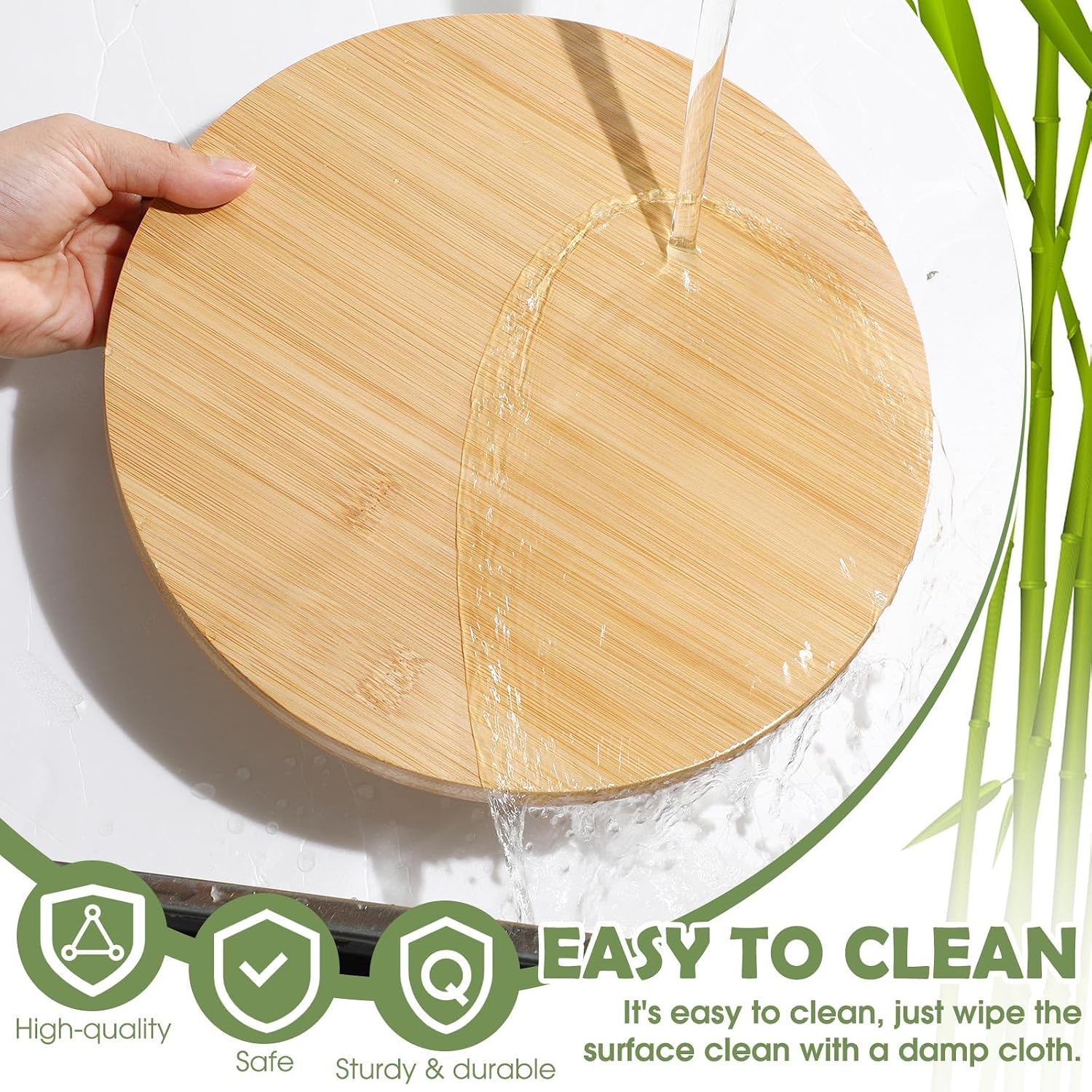4 Pcs Bamboo Lazy Susan Organizer