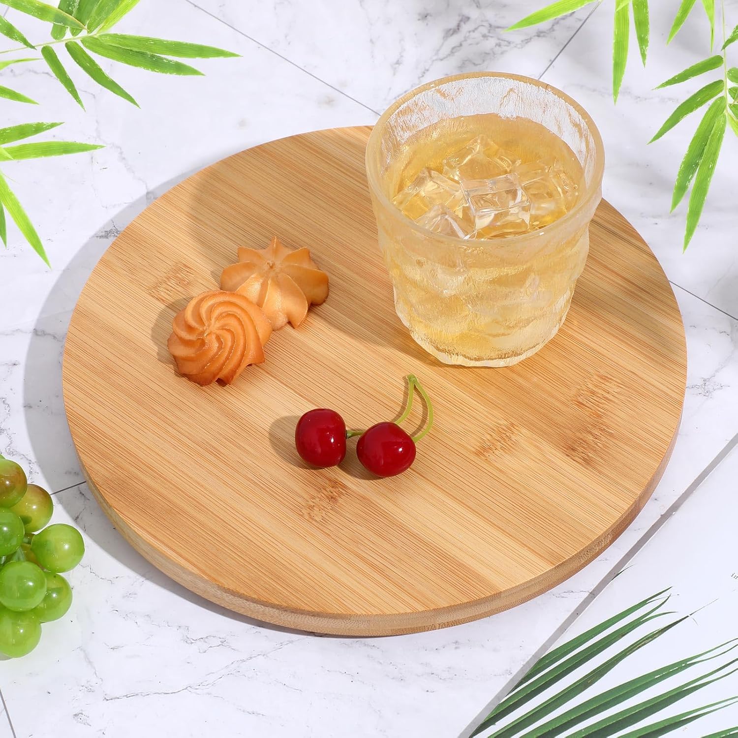 4 Pcs Bamboo Lazy Susan Organizer