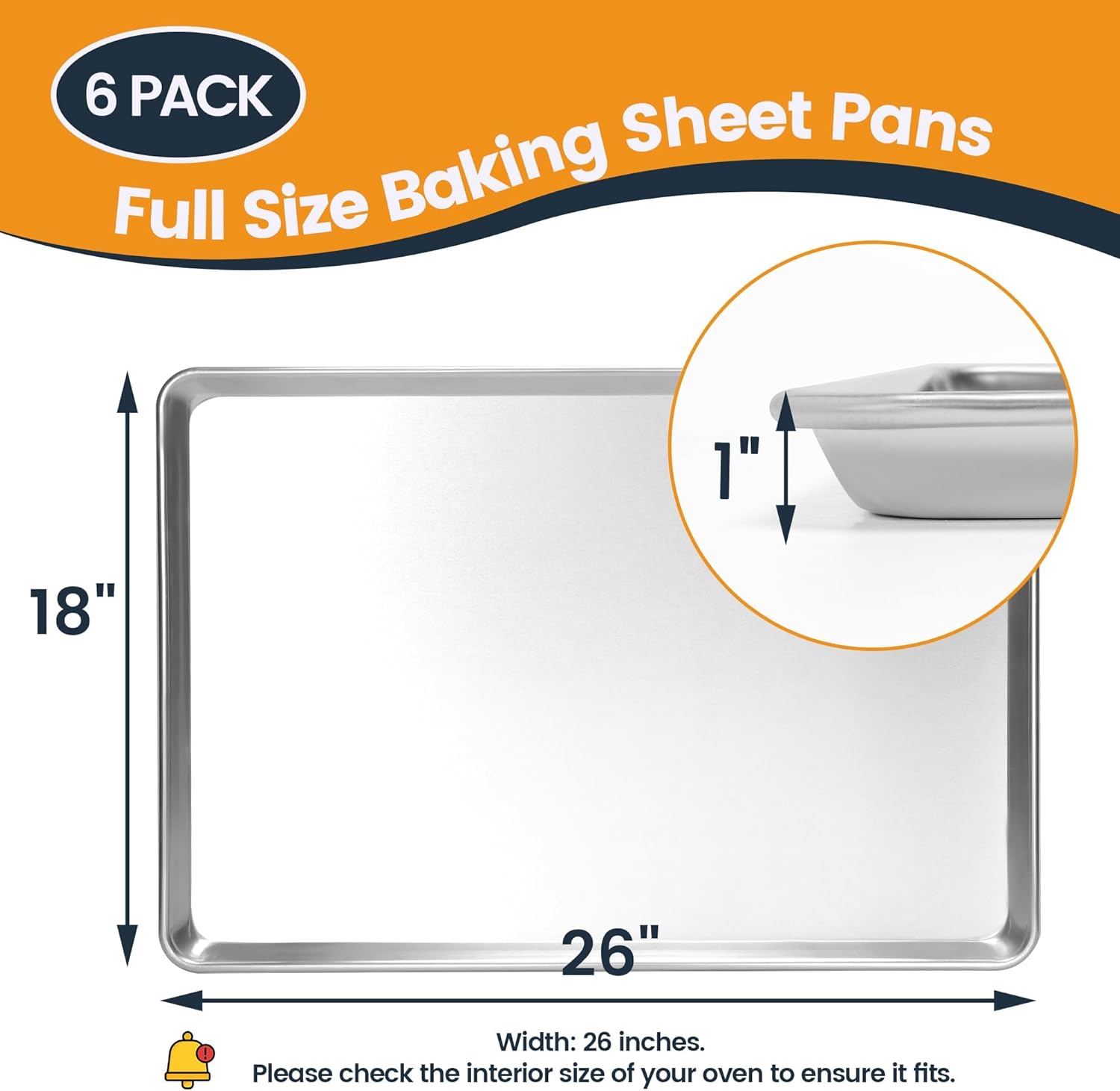 6 Pack Aluminum Baking Sheet Pan