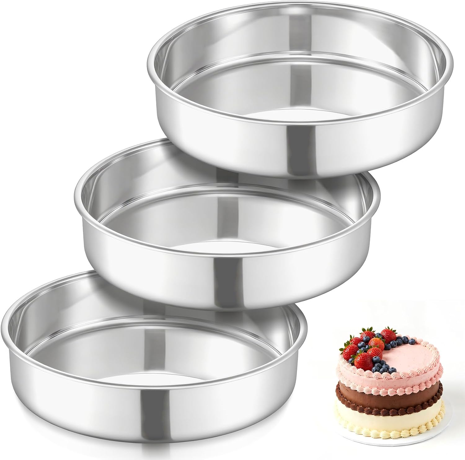 9 Inch Stainless Steel Cake Pan Set