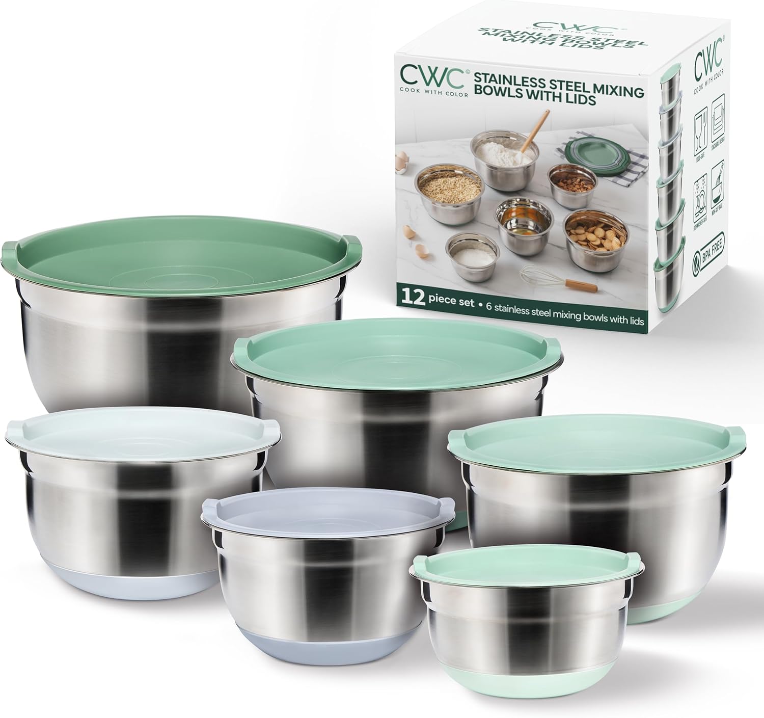 Stainless Steel Mixing Bowls Set with Lids