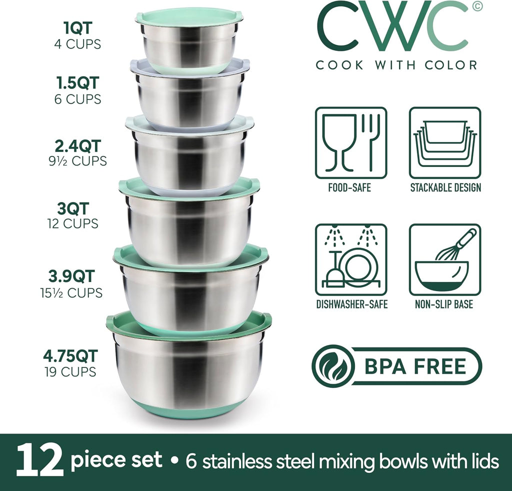 Stainless Steel Mixing Bowls Set with Lids