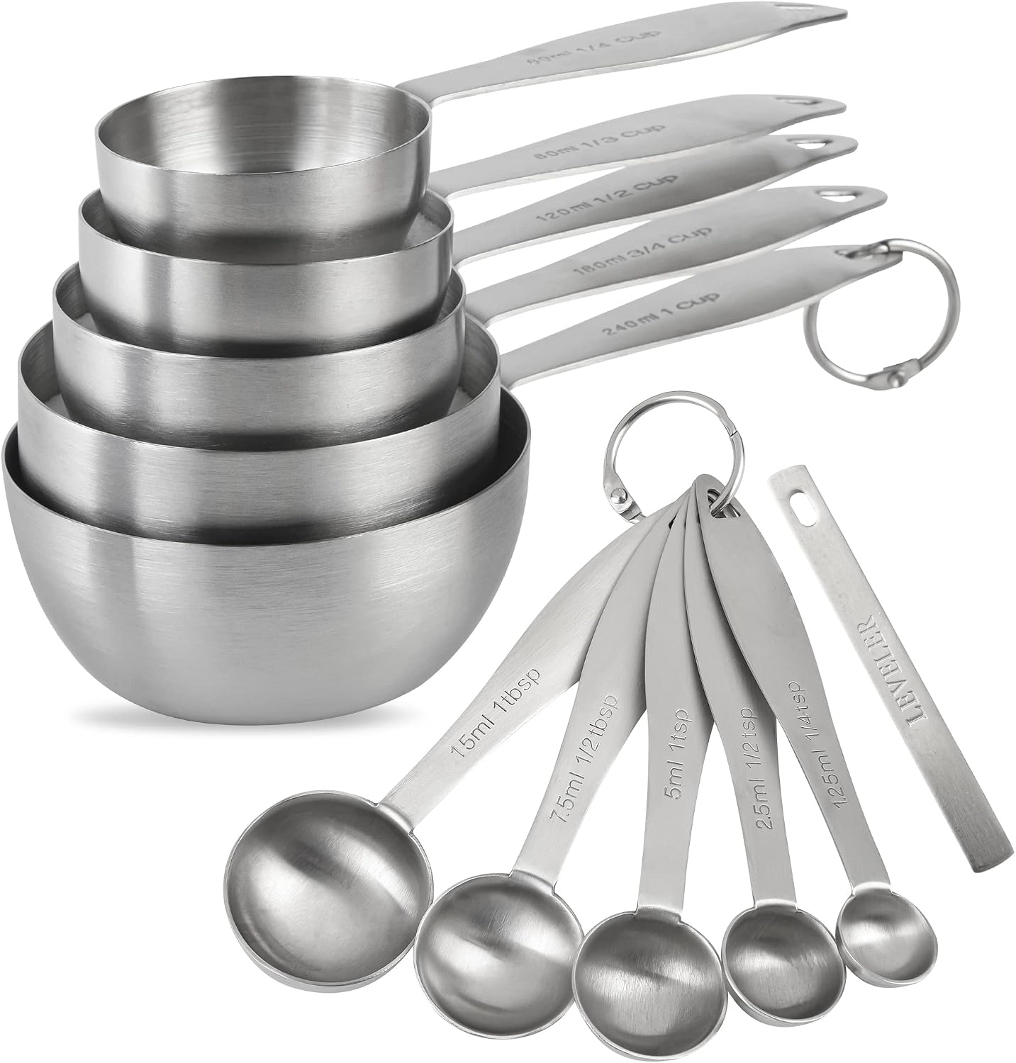 Stainless Steel Measuring Cups and Spoons Set
