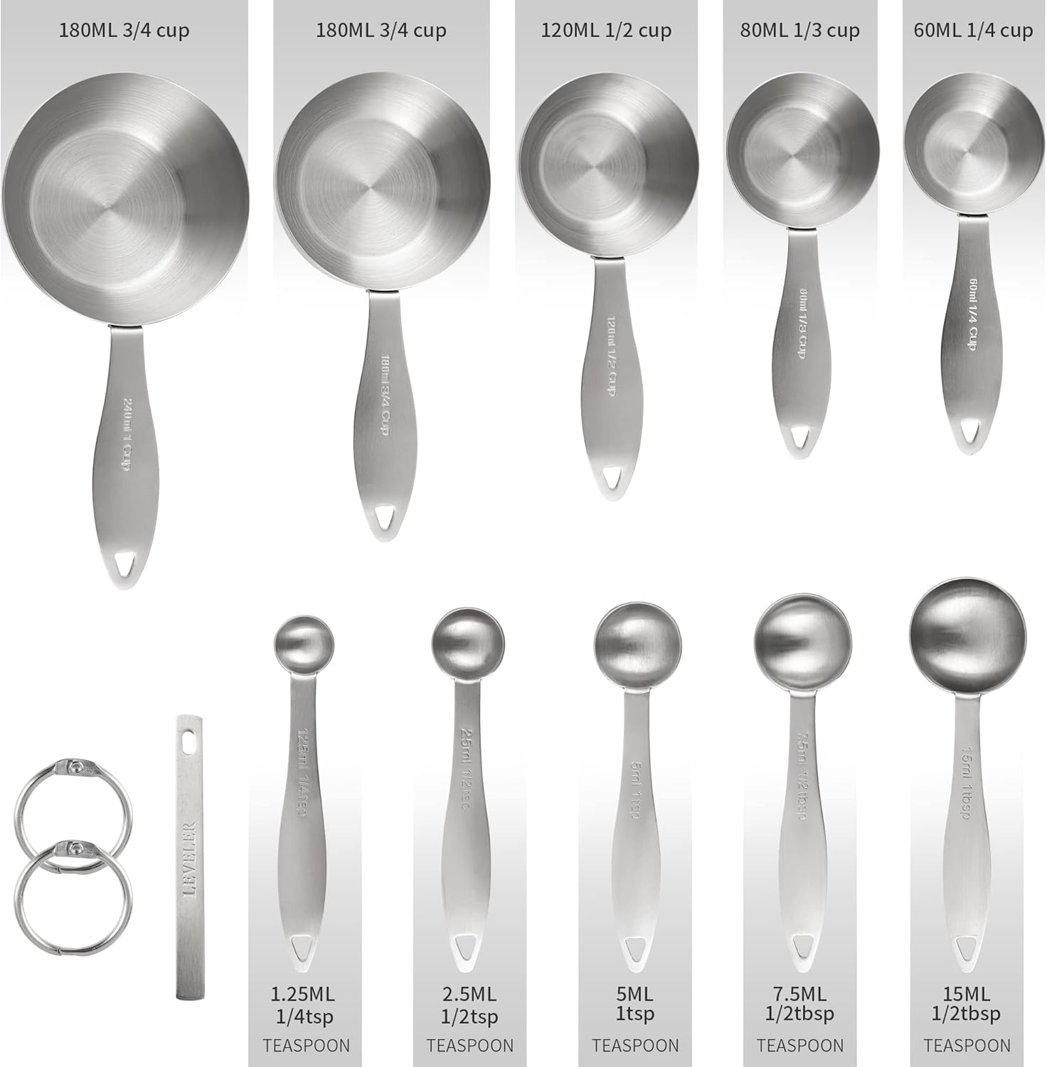Stainless Steel Measuring Cups and Spoons Set