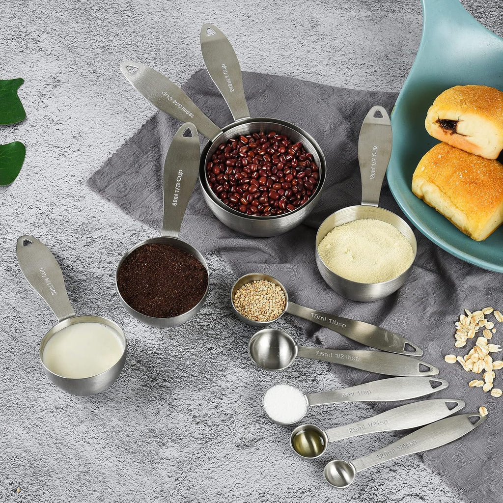 Stainless Steel Measuring Cups and Spoons Set
