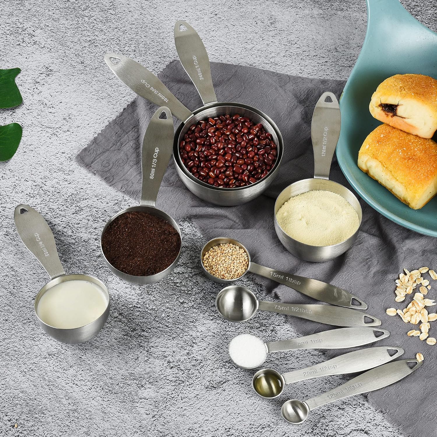 Stainless Steel Measuring Cups and Spoons Set